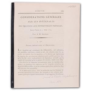 Bild des Verkufers fr Considrations gnrales sur les integrales des quations aux diffrentielles partielles. zum Verkauf von Antiquariat Gerhard Gruber