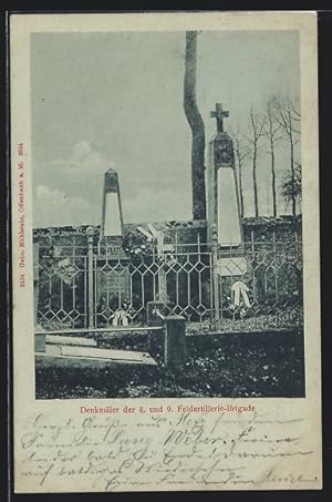 Ansichtskarte Denkmäler der 8. und 9. Feldartillerie-Brigade