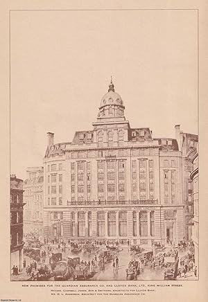 Seller image for 1922 : Guardian Assurance & Lloyds Bank, New Building, King William Street. An original page from The Builder. An Illustrated Weekly Magazine, for the Architect, Engineer, Archaeologist, Constructor, & Art-Lover. for sale by Cosmo Books