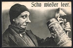 Bild des Verkäufers für Ansichtskarte Trinker mit geleertem Bierkrug zum Verkauf von Bartko-Reher