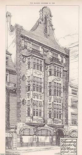 1903 : Thurston's Hall, Leicester Square, London. Edward Wimperis & East, Architect. An original ...