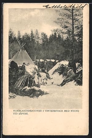 Ansichtskarte Norrlandsdragoner 1 Vinterbivack med Nying vid Säfvar