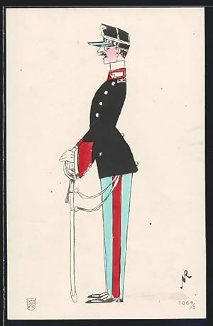 Artista-Cartolina Italienischer General in Uniform mit Degen