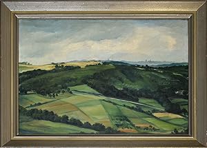 Landschaft im Bergischen Land. 1929. [Öl auf Leinwand, gerahmt / oil on canvas, framed].