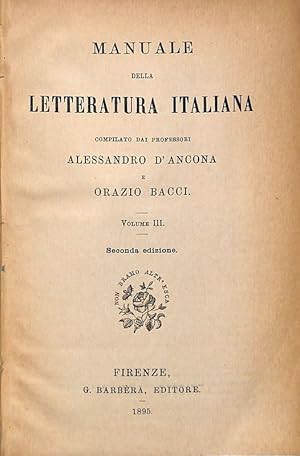 Image du vendeur pour Manuale della letteratura italiana. Vol. III mis en vente par FolignoLibri