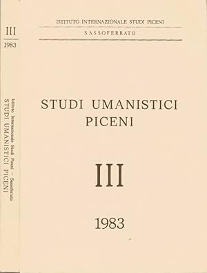 Immagine del venditore per Studi Umanistici Piceni III - 1983 venduto da Biblioteca di Babele