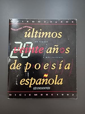 Imagen del vendedor de ltimos veinte aos de poesa espaola. Diciembre 1992.- Provencio, Pedro. a la venta por MUNDUS LIBRI- ANA FORTES