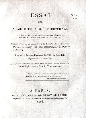 Essai sur la métrite aiguë puerpérale, précédé de quelques considérations générales sur les malad...