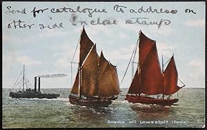 Lowestoft Ship Smacks Steamer 1911 Postcard