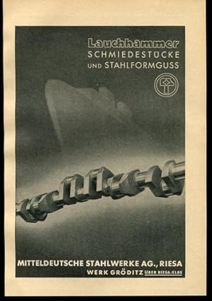 Imagen del vendedor de Werbeanzeige: Lauchhammer Schmiedestcke und Stahlformguss - 1940 a la venta por Antiquariat Ralf Rindle