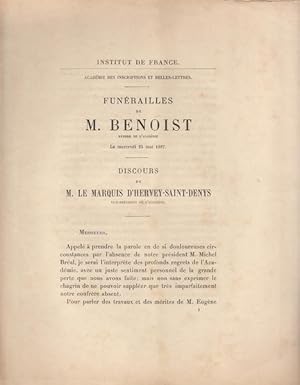 Imagen del vendedor de Funrailles de M. Benoist membre de l'Acadmie le mercredi 25 mai 1887 a la venta por PRISCA