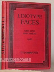 ONE-LINE SPECIMENS, LINOTYPE FACES