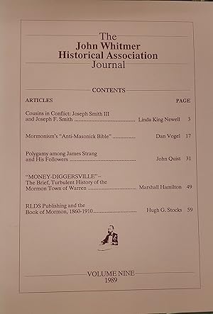 The John Whitmer Historical Association Journal, Volume 9, 1989