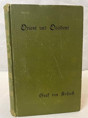 Bild des Verkufers fr Orient und Occident. 3 Bcher in einem Band. Bd. 1: Medschnun und Leila. Morgenlndischer Liebesroman von Dschami. Bd. 2: Camoens. Gedicht in zehn Gesnden von J. B. Almeida-Garret. Bd. 3: Raghuvansa. Ein indisches Gedicht von Kalidasa. zum Verkauf von Antiquariat Bler