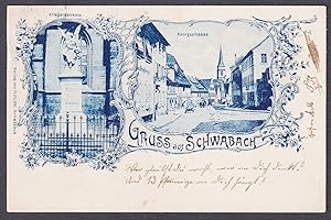 "Gruss aus Schwabach" - Königsstrasse Kriegerdenkmal AK Ansichtskarte postcard