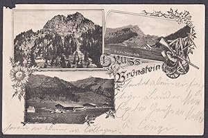 "Gruss vom Brünstein" - Brünnstein Wildgrub Himmelmoosalm AK Ansichtskarte postcard