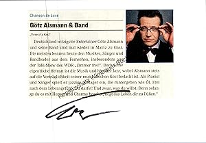 Bild des Verkufers fr Original Autogramm Gtz Alsmann /// Autogramm Autograph signiert signed signee zum Verkauf von Antiquariat im Kaiserviertel | Wimbauer Buchversand