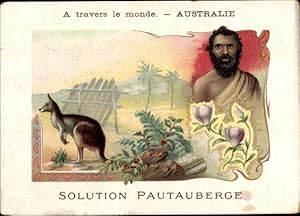 Litho Australien, Känguru, Reklame Solution Pautauberge