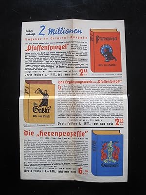 Werbeprospekt des A.Bock Verlag. Beworben werden Antikatholische Bücher (Kugel: Ein Trappist bric...