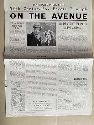 Bild des Verkufers fr On the Avenue Pressbook 1937 Dick Powell, Madeleine Carroll, Alice Faye zum Verkauf von AcornBooksNH