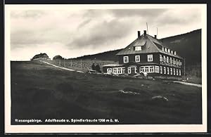 Ansichtskarte Adolfbaude, mit Blick auf die Spindlerbaude