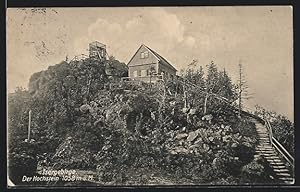 Ansichtskarte Hochsteinbaude, Aufgang zur Baude, Aussichtsturm