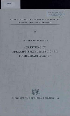 Imagen del vendedor de Anleitung zu Sprachwissenschaftlichen Tonbandaufnahmen. 31 a la venta por Antiquariat Bookfarm