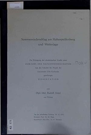 Imagen del vendedor de Sommerniederschlag am Hohenpeienberg und Wetterlage. a la venta por Antiquariat Bookfarm