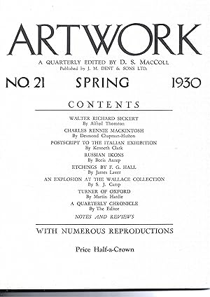 Image du vendeur pour Artwork. A Quarterly Edityed by D S MacColl.Vol. VI, No. 21 Spring 1930 mis en vente par MAE Books