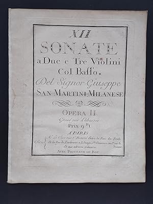 Bild des Verkufers fr XII Sonate a due e tre violini col basso. Opera II. Grav par Labasse. zum Verkauf von Flix ALBA MALZIEU