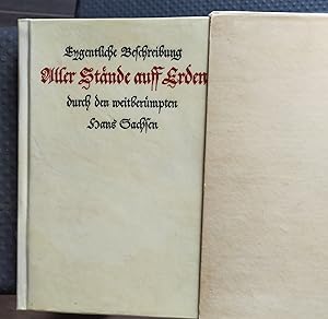 Bild des Verkufers fr Eygentliche Beschreibung Aller Staende auff Erden / Hoher und Nidriger / Geistlicher und Weltlicher / Aller Kuensten Handwercken und Haendeln . Durch den weltberuempten Hans Sachsen. Faksimile der Ausgabe von 1568. Holzschnitte von Jost Ammann. 1966 zum Verkauf von Buecherstube Eilert, Versandantiquariat