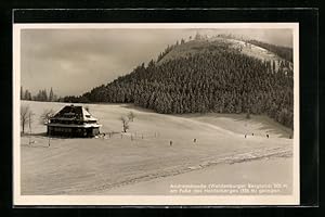 Ansichtskarte Andreasbaude /Waldenburger Bergland, Baude mit Heidelberg im Winter