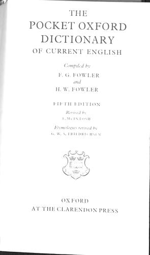 Bild des Verkufers fr Pocket Oxford Dictionary of Current English zum Verkauf von WeBuyBooks