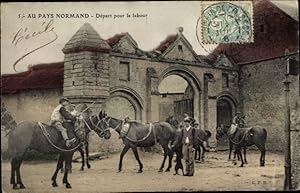 Seller image for Ansichtskarte / Postkarte Frankreich unbekannt, Au Pays Normand, Depart pour le labour, Pferd for sale by akpool GmbH