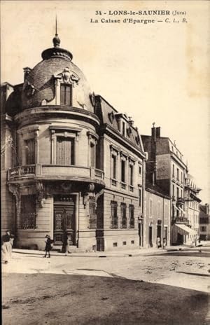 Ansichtskarte / Postkarte Lons le Saunier Jura, La Caisse d'Epargne, Straßenansicht