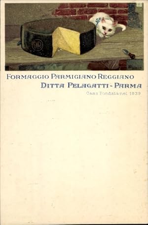 Künstler Ansichtskarte / Postkarte Formaggio Parmagiano Reggiano, DItta Pelagatti Parma Werbung, ...