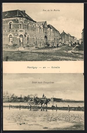 Carte postale Montigny-en-Gohelle, Rue de la Mairie, Blick nach Fouquières