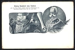 Cartolina König Humbert von Italien, Attentat am 29.07.1900