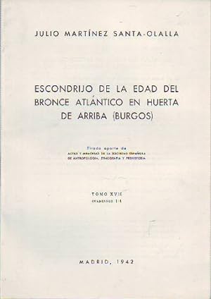 Seller image for ESCONDRIJO DE LA EDAD DEL BRONCE ATLNTICO EN HUERTA DE ARRIBA (BURGOS). for sale by Libros Ambig