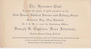 Invitation - The Hanover Club Request the honor of your presence at its Club House . To Meet Jose...