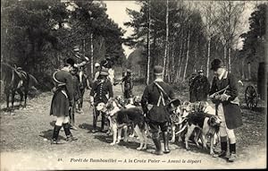 Ansichtskarte / Postkarte Jagd im Wald von Rambouillet, Croix Pater, Hundemeute, Jagdgesellschaft