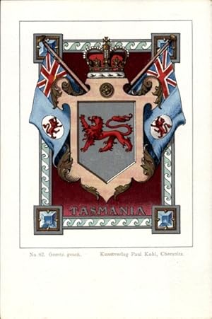 Wappen Litho Tasmanien Australien, Fahnen