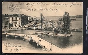 Ansichtskarte Genève, Ile J. J. Rousseau et Pont des Bergues