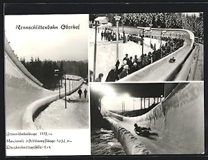 Ansichtskarte Oberhof / Thür., Rennschlittenbahn mit Zuschauern