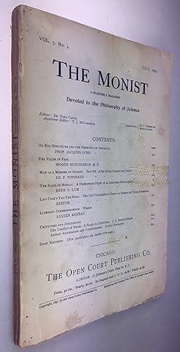 Seller image for The Monist: A Quarterly Magazine Devoted to the Philosophy of Science. Vol. 7, No. 4, July, 1897. Lau-Tsze's Tau-Teh-King: The Old Philosopher's Classic on Reason and Virtue Translated by Paul Carus, 1897 for sale by Chinese Art Books