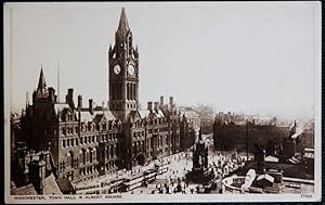 Manchester Town Hall Albert Trams Postcard