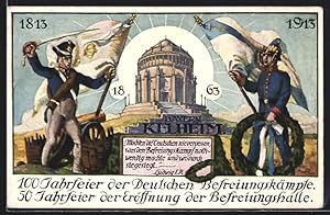 Bild des Verkufers fr Ansichtskarte 100 Jahrfeier der Deutschen Befreiungskmpfe 1813-1913, 50 Jahre Befreiungshalle Kelheim, Ganzsache Bayern zum Verkauf von Bartko-Reher