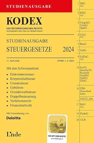 Seller image for KODEX Studienausgabe Steuergesetze 2024 for sale by BuchWeltWeit Ludwig Meier e.K.