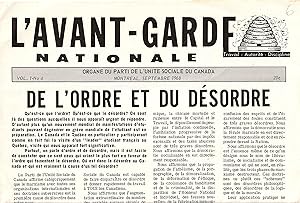 L'Avant-Garde Nationale Organe du Parti de l'Unité Sociale du Canadas