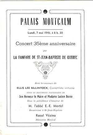 Concert 35e anniversaire La fanfare de Saint-Jean-Baptiste de Québec. Ellis Lee McLintock